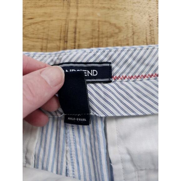 Lands' End Seersucker Straight Leg Crop In Blue Stripe Women's 2 EUC Nautical - Picture 5 of 8